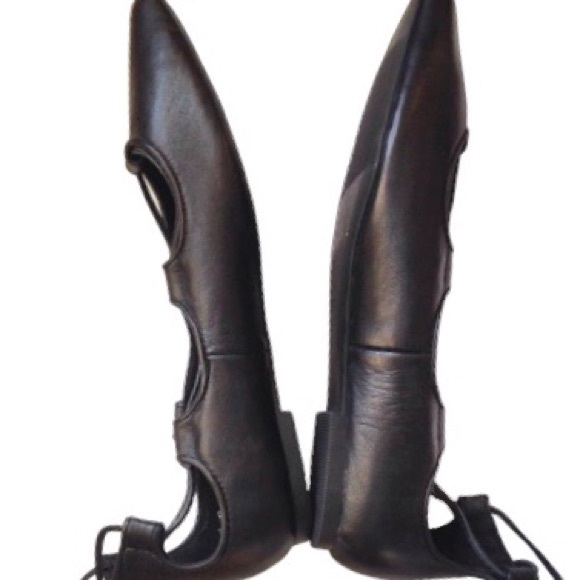 Gap Black Lace Up Baller Ballet Pointy Toe flats 7 - Picture 4 of 8